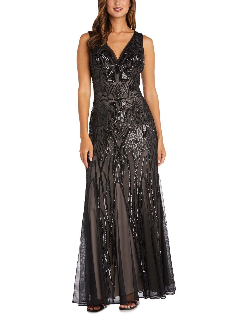 R&M Richards Formal Beaded Dress Long Sleeveless